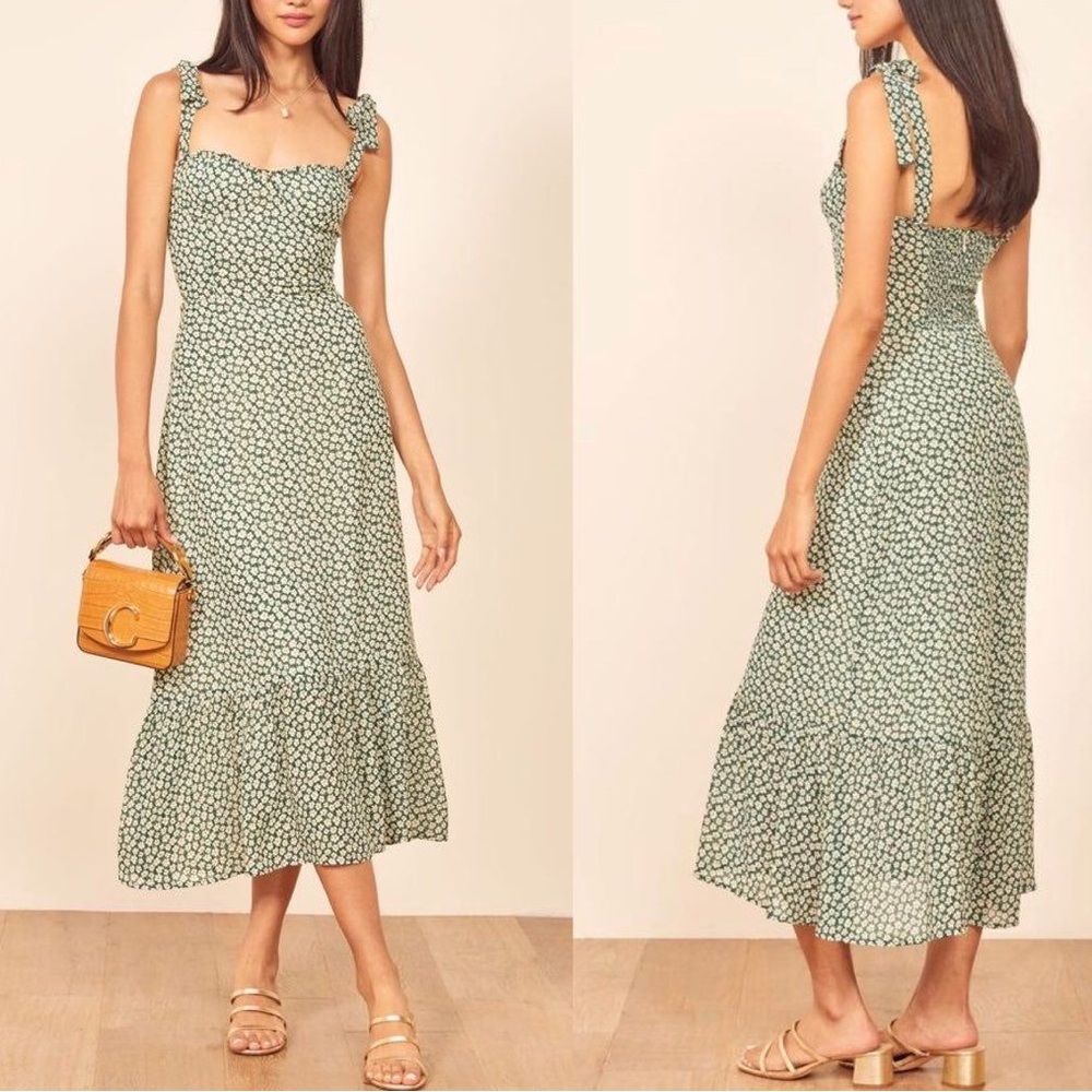 Reformation Nikita Floral Green Dress - Picture 2 of 12